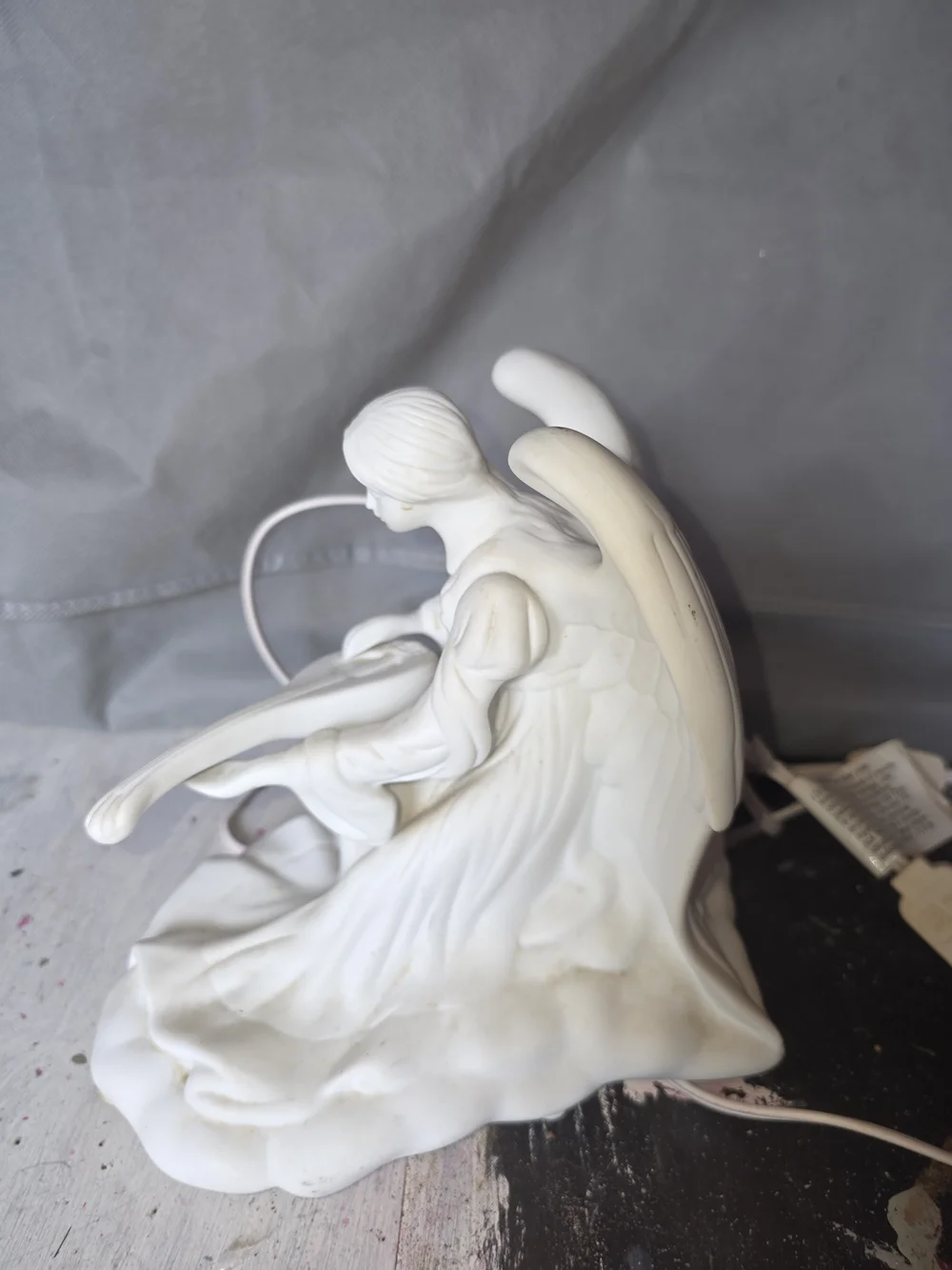 IKEA White Ceramic Angel Sculpture Playing Harp